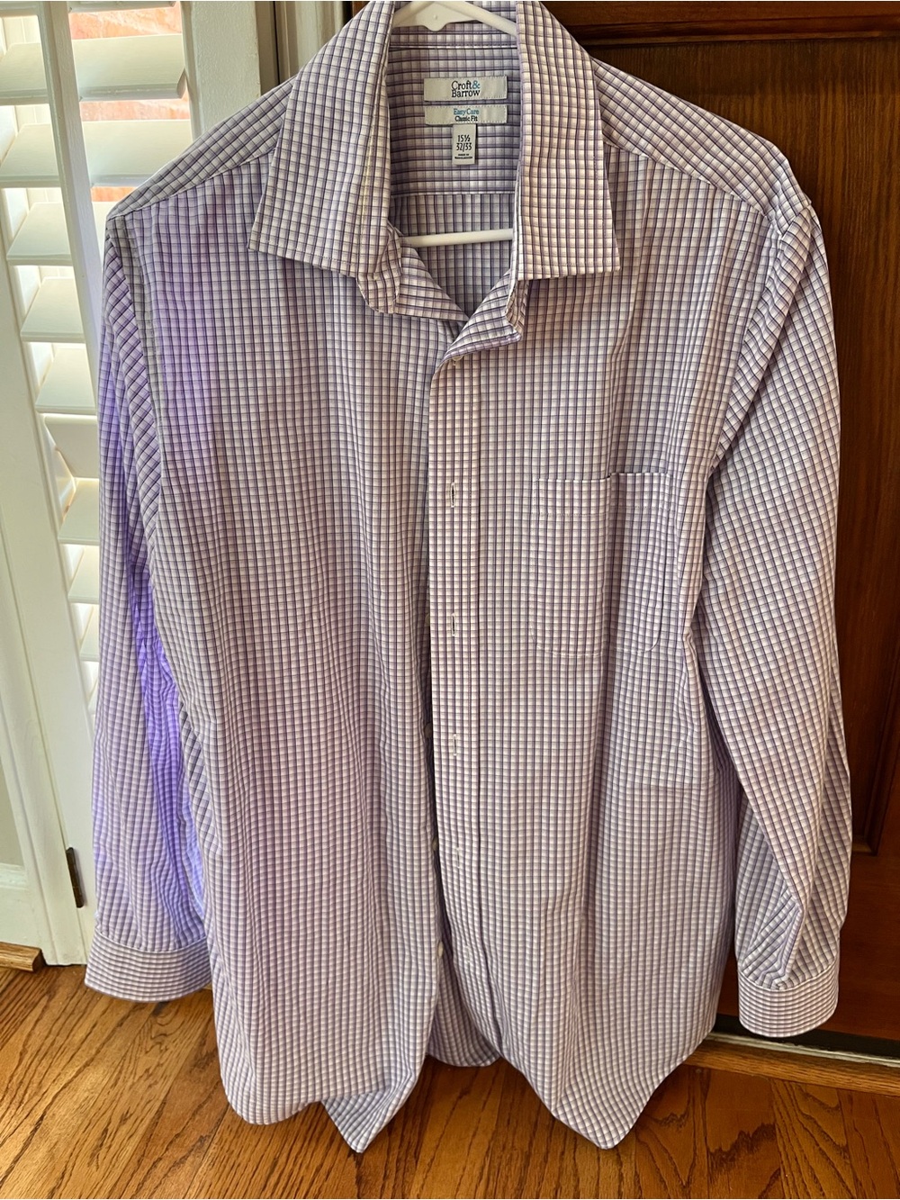 croft & barrow Purple and White Checked Casual Button-Down Shirt